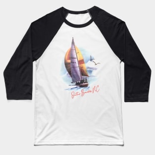 Outer Banks - Retro Sailboat Design Baseball T-Shirt